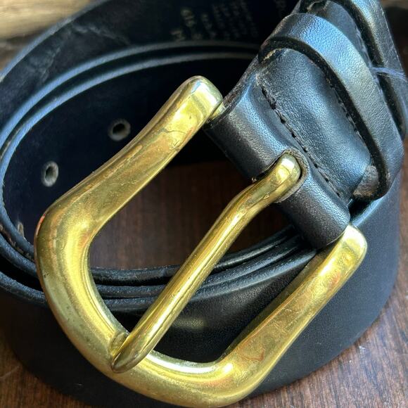Cherokee genuine Italian leather belt size medium 34 Brass buckle black - Picture 9 of 12